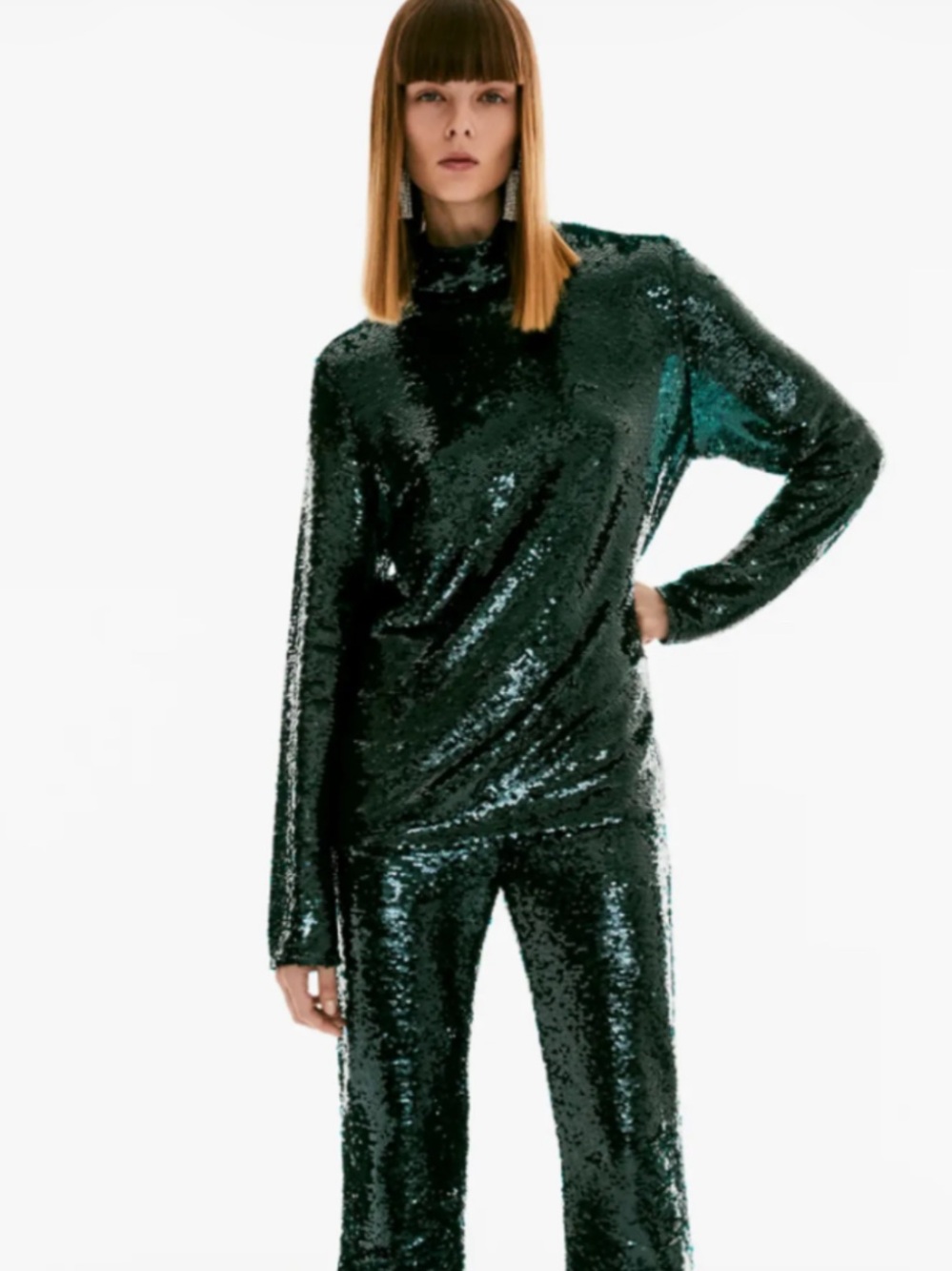Zara Green Sequin Top